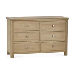 MEM006 Limed Oak 6 Drawer Wide Chest