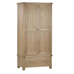 MEM007 Limed Oak 2 Door 1 Drawer Wardrobe