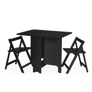 GAT202 Small Gateleg Table With 2 Chairs - Black