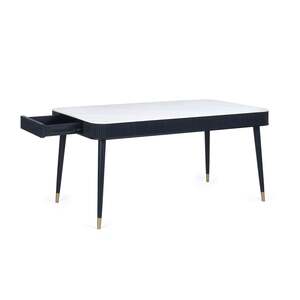 LOU001 Black Fluted Stone Top Dining Table With Drawers