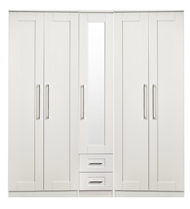 YOR191 Tall 5 Door 2 Drawer Centre Mirror Robe