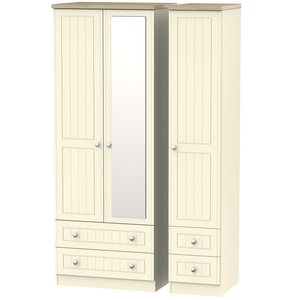 VIE162 Triple 2 Drawer Mirror + Drawer Robe