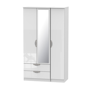 CAM142 Tall Triple 2 Drawer Mirror Robe