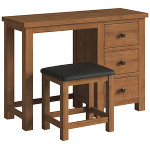DOR022R Single Pedestal Dressing Table + Stool