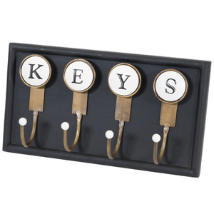 Brass Key Hooks On Wood