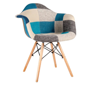 Eames Style Studio Chair ,Patchwork chair in Blue
