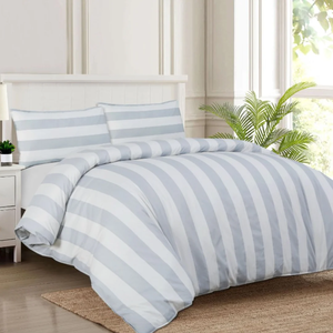 silver and white duvet set
