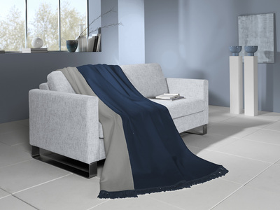 navy/grey throw