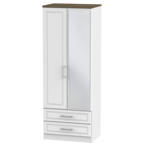 KEN082 Tall 2ft6in 2 Drawer Mirror Robe