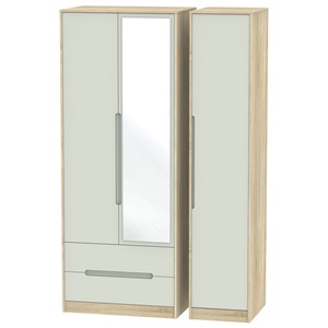 MON142 Tall Triple 2 Drawer Mirror Robe