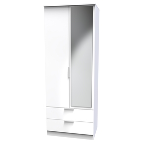 PLY082 Tall 2Ft6In 2 Drawer Mirror Robe