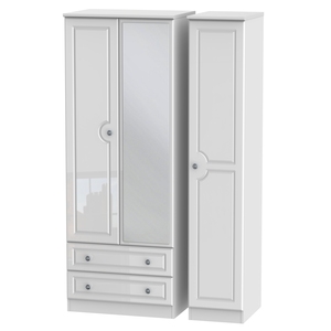 PEM142 Tall Triple 2 Drawer Mirror Robe