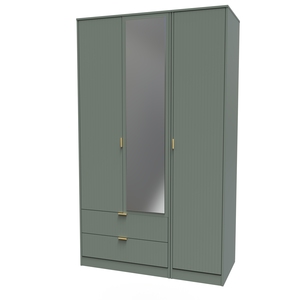 142 Tall Triple 2 Drawer Mirror Robe