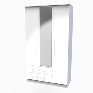 WOR142 Tall Triple 2 Drawer Mirror Robe