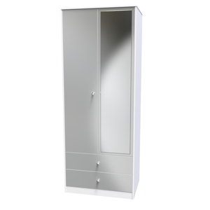 PAD082 2ft6in Tall 2 Drawer Mirror Robe