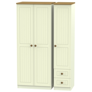 WAR150 Triple Plain + Drawer Robe