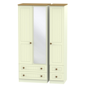 WAR162 Triple 2 Drawer Mirror + Drawer Robe