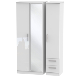 KNI167 Tall Triple Mirror + Drawer Robe