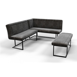 APO07 Grey Dining Table + Corner Bench Set Rhf