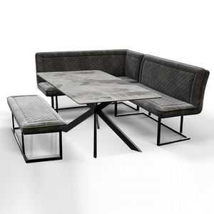APO08 Grey Dining Table + Corner Bench Set Lhf