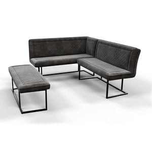 APO08 Grey Dining Table + Corner Bench Set Lhf