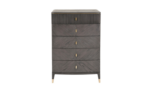 Dil-412-EB Tall Chest 5 Drawer Ribbed Top Drw - Ebony