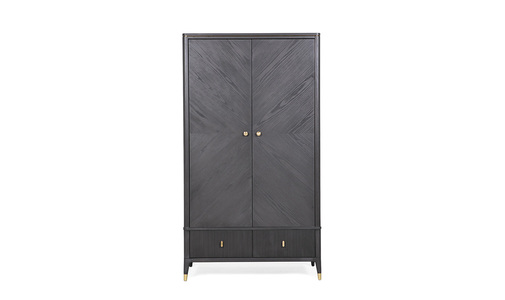 Dil-422-EB Wardrobe 2 Door 2 Drawer Ribbed Drawers - Ebony