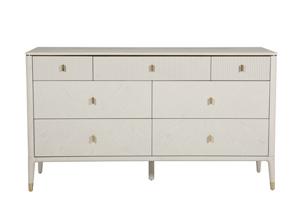 Dil-413-ST Dressing Chest 7 Drawer Ribbed Top Drws - Stone