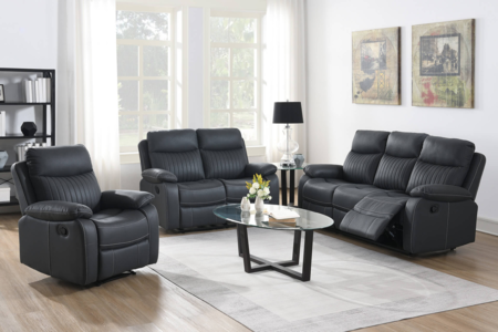 Bly-313-DKGY Match 3 Seater Manual Recliner - Dark Grey Match