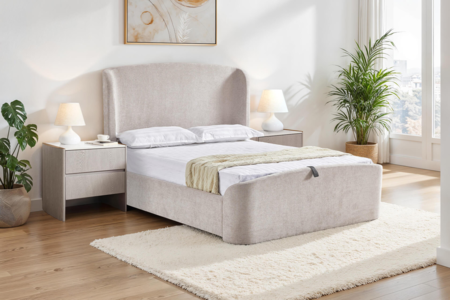 Ble-404-CR 4'6" Ottoman Bed - Cream