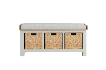 Dne-032-GY Bench Seat Fabric Cushion with Storage - Grey