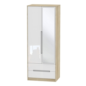 MON082 Tall 2ft6in 2 Drawer Mirror Robe