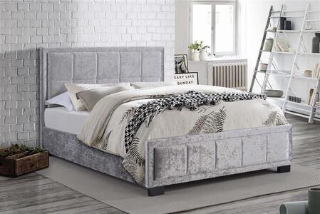 Double Bed Steel Crushed Velvet