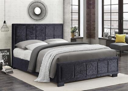 Small Double Bed Black Crushed Velvet