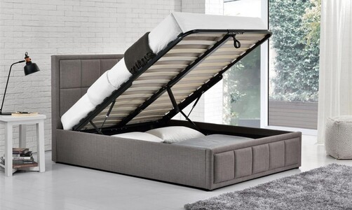 Small Double Ottoman Bed Grey