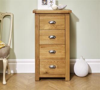 4 Drawer Narrow Chest Oak