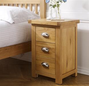 Large 3 Drawer Bedside Oak