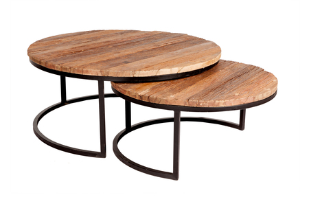 Round Railway Sleeper Set Of 2 Coffee Tables