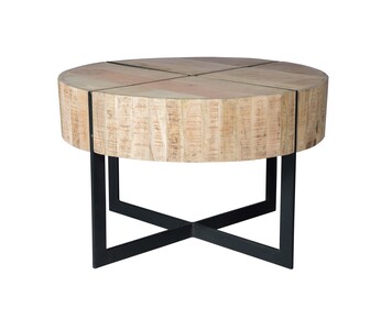Iron-Wooden Round Coffee Table