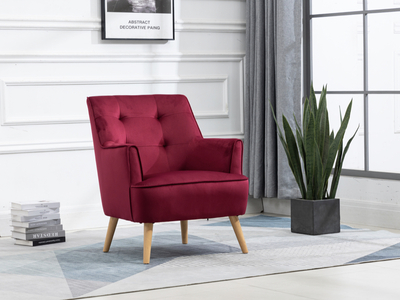 15375 Accent Chair Oak Legs Dark Crimson