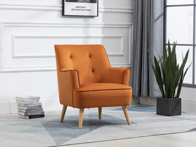 15374 Accent Chair Oak Legs Burnt Orange