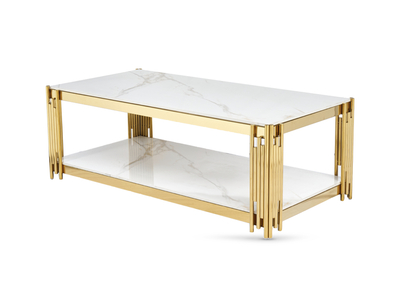 14892 Coffee Table Sintered Stone and Gold