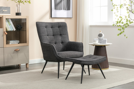 Kate 15484 Accent Chair & Stool Charcoal
