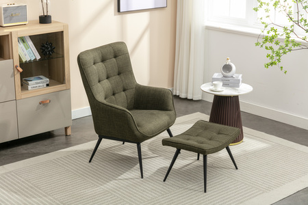 Kate 15483 Accent Chair & Stool Moss Green