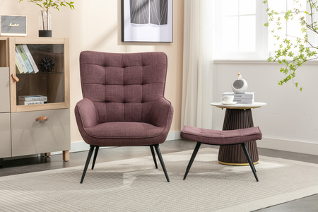 Kate 15481 Accent Chair & Stool Mulberry