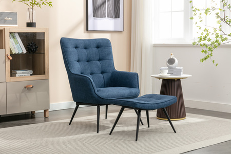 15858 Kate Accent Chair & Stool Denim Blue