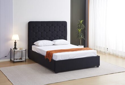 200-203-129 4'6" Ottoman Bed - Black Velvet Fabric