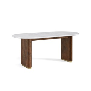 7372 Oval Dining Table Marble Top