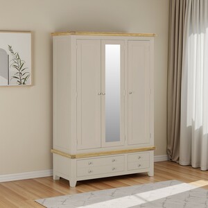 100-101-288 WINDSOR 3 DOOR 2 DRAWER WARDROBE - PUTTY/OAK