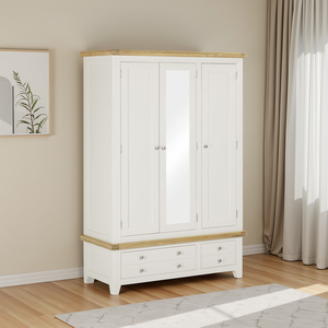 100-101-246 WINDSOR 3 DOOR 2 DRAWER WARDROBE - IVORY/OAK